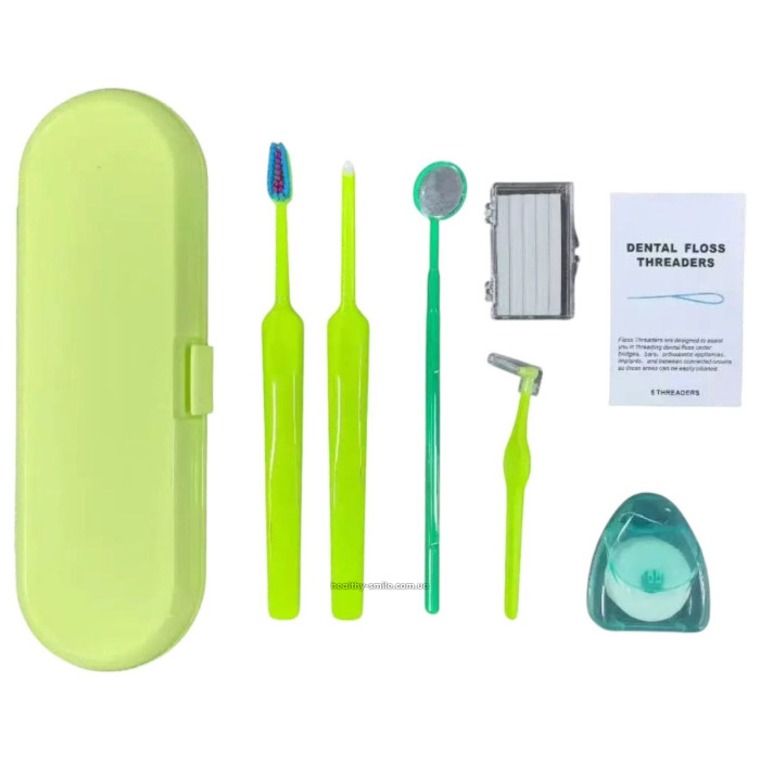Orthodontic braces care set 8 in 1, Light green